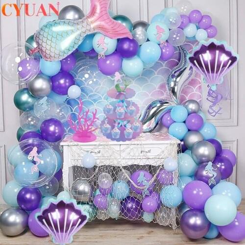 Mermaid Decoration Tail Shell Balloon Baby Shower Girl 1st Birthday Party Favors Little Mermaid Birthday Party Wedding Decor