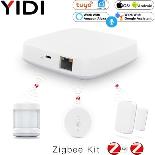 Zigbee Smart Gateway Hub Home Automation Scene Security Alarm Kit PIR Door&Window Temperature&Humidity Sensor Smart Life