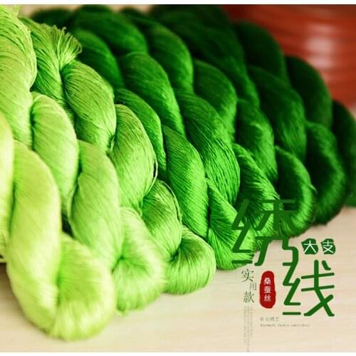 1 color 400m Suzhou embroidery 100% natural silk embroidered line silk diy special Silky Bright color line Common colors green
