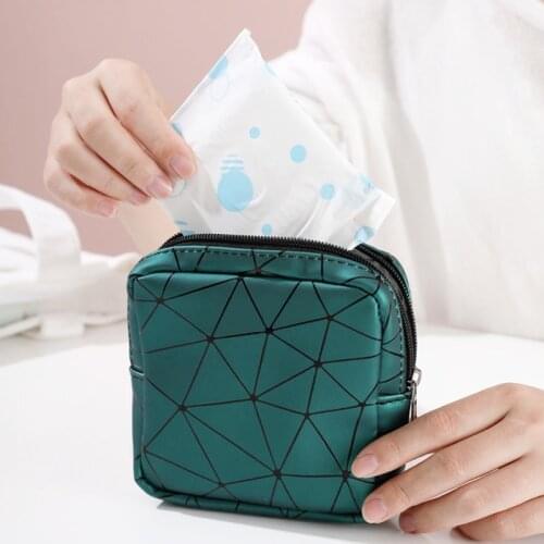 Women Tampon Storage Bag Sanitary Pad Pouch Napkin Cosmetic Bags Travel Small Makeup Bag Girls Tampon Holder Organizer Case
