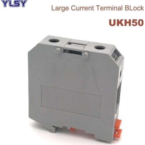 1Pcs Din Rail Large Current Screw Terminal Blocks UKH50 Morsettiera Electrical Wire Cable Terminals Block Connector Bornier 50mm