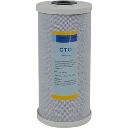 10-Inch Whole House Big Blue Carbon Block Water Filter 5 Micron Coconut Shell 4.5" OD x 10" CTO Jumbo