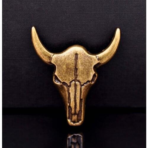 10pcs Solid Brass Western Cowboy Texas Bull Buffalo Longhorn Head Skull Leathercraft Bridle Conchos Western Decor Screwback