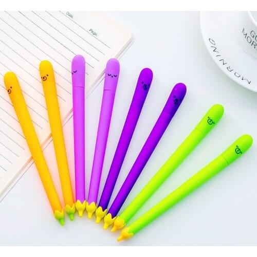 2pcs 0.5mm Cute Cartoon Eggplant Gel Pens Kawaii Stationery Signature Pens Kids Gifts School Office Writing Supplies