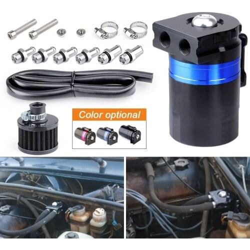 250ml Oil Reservoir Fuel Catch Tank Oil Catch Can Kit Car Universal Baffled Aluminum With Air Filter Red Black Blue