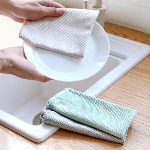 3 Pcs/Set Fish Scale Cloth Dish Towel Rag Cleaning Tool Kitchen Towels Cotton Washing Towel Kitchen Supplies Home Accessories