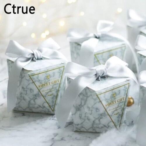50pcs sweet gift Candy Box with sliver ribbon chocolate gift boxes wedding souvenirs gifts for guests wedding favors and gifts