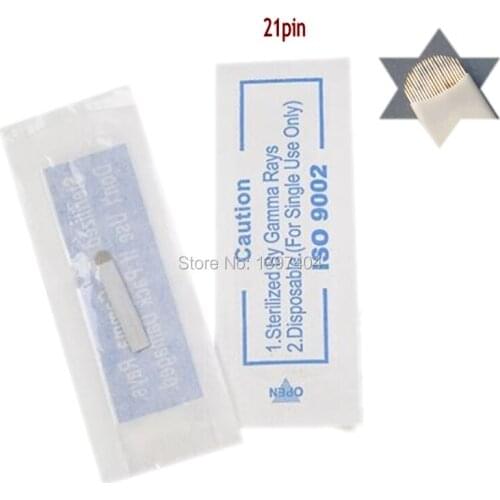 500PCS/LOT 21 pin U Shape Needle Eyebrow Makeup Manual Tattoo Blade For Permanent Microblading Embroidery Pen