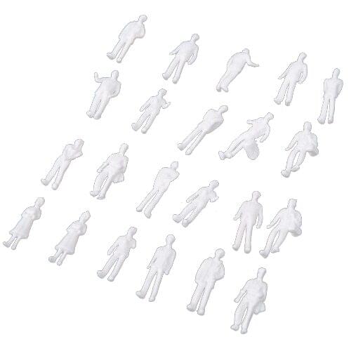 ABWE 100pcs HO Scale 1:100 White Model People Unpainted Train Figures