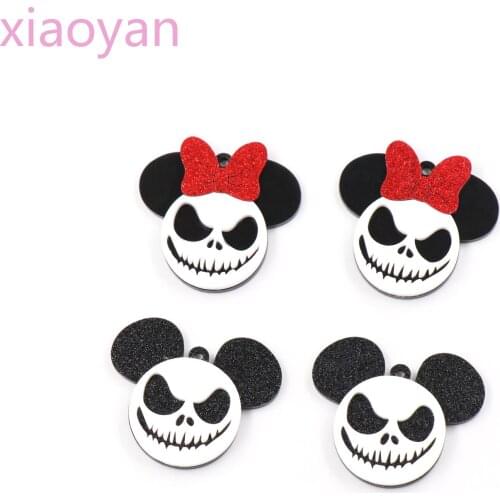 1pair) 40mm Nightmare Before Christmas For Earrings Acrylic Jewelry Accessories Mouse Head Jack For Earrings