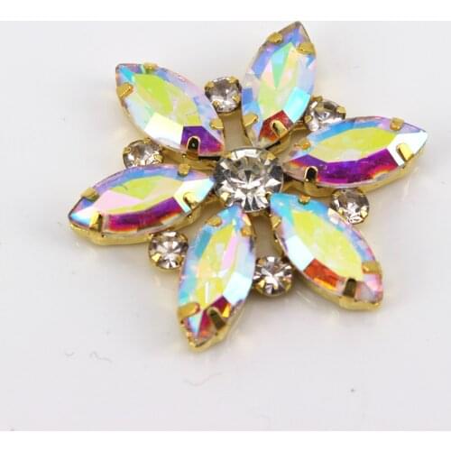 1PCS Handmade AB Resin Flat back rhinestone applique DIY Wedding buttons for clothing appliques