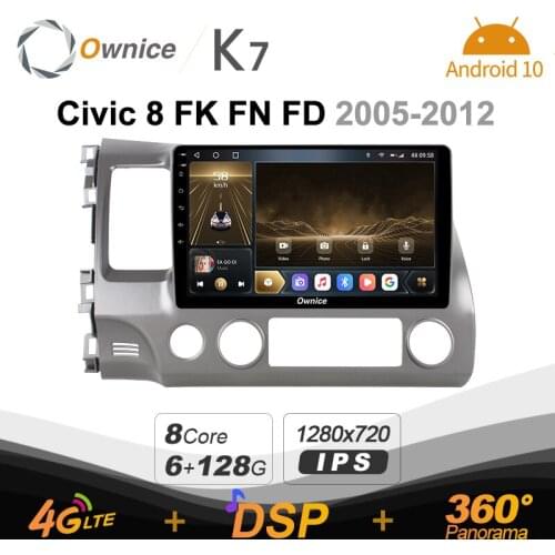 K7 Ownice 6G+128G Android 10.0 Car Radio For Honda Civic 8 FK FN 2005 - 2012 Multimedia Audio 4G LTE GPS Navi 360 BT 5.0 Carplay