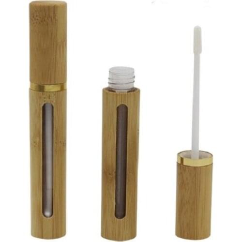 5ML 20pcs/lot Bamboo Lip Gloss Tube, Superior Grade Bamboo Wooden Lip Gloss Refillable Bottles, Empty DIY Liquid Lipstick Tube