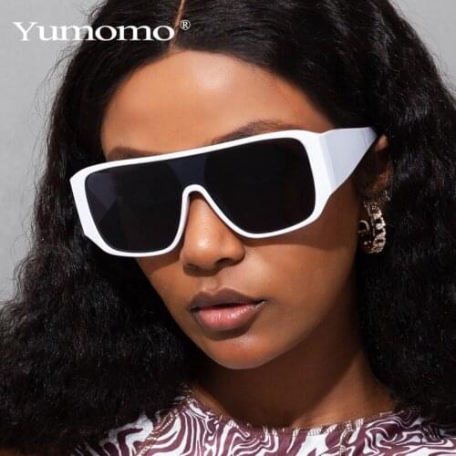 Retro One Piece Sunglasses Women 2021 Fashion Oversized Sun Glasses For Ladies Vintage Flat Top Square Shades Eyewear Unisex