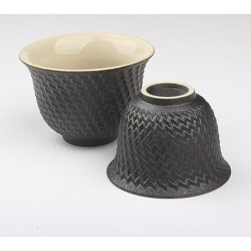 Black pottery pattern characteristic teacup exquisite ceramic master cup single kung fu tea set creative retro Chinese style