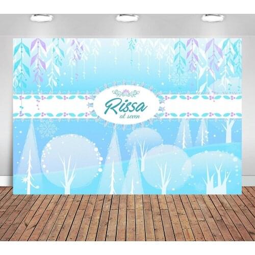 Winter Frozen Snowflake Newborn Photography Backdrops Baby Kids Birthday Snowfield Party Table Wall Decor Backgrounds for Photo