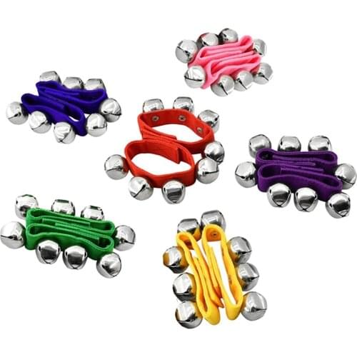 Wrist Bells, Hand Percussion Jingle Bells Musical Rhythm Instrument for Classroom or Party Supplies (6 Colors,12Pcs)