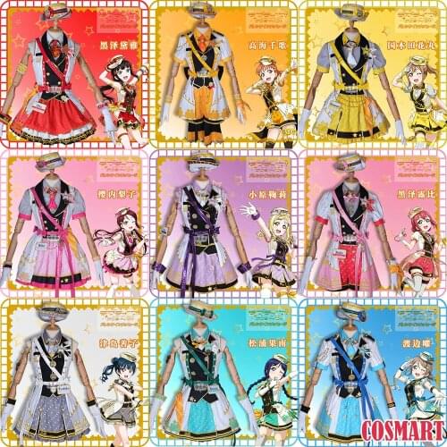 Anime Lovelive Sunshine!!Aqours All Members Train Awakening Dia Riko Ruby Mari You Cosplay Costume Halloween Suit For Women Outf