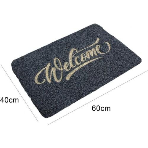 Black Durable Front Door Mat Welcome Letter Print Home Decor Durable Front Entrance Floor Mat for Living Room Toilet Supplies