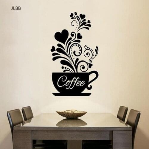 Creative Flower vine coffee cup wall sticker for Cafe restaurant decoration Decals wallpaper Hand carved kitchen stickers