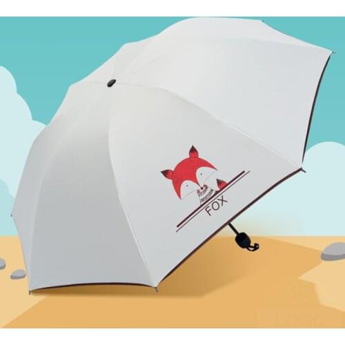 Creative Korea Fold Cartoon Sun Umbrella Female Black Coating Sunscreen UV Protection Shade Sunny Umbrella