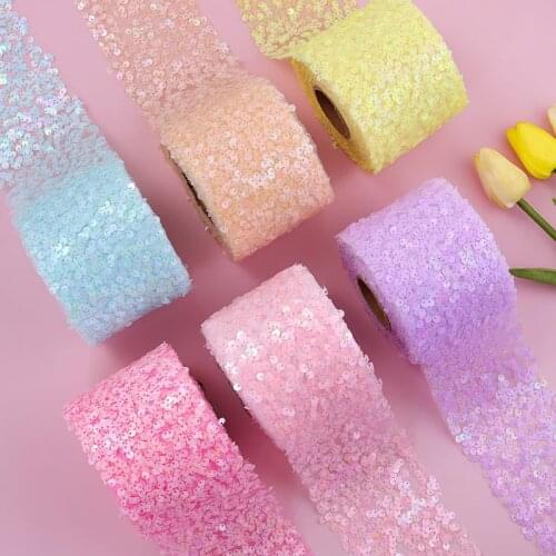 2 yards Sequins Organza Stain Ribbon for Gift Bow Packaging Clothes Sewing Accessories Decoration
