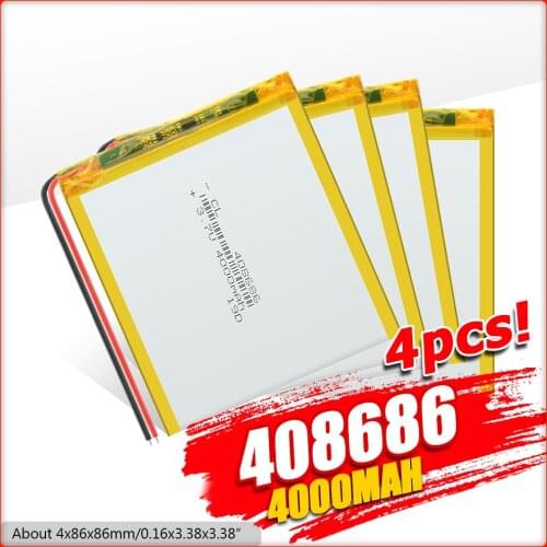 Li-Po 3.7V 4000mAH 408686 408586 408585 Polymer lithium ion / Li-ion battery for MID GPS tablet pc Liter energy battery