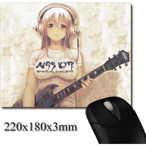 Lovely Super Sonico handheld guitar printed Heavy weaving anti-slip rubber pad office mouse pad Coaster Party gifts 220x180x3mm