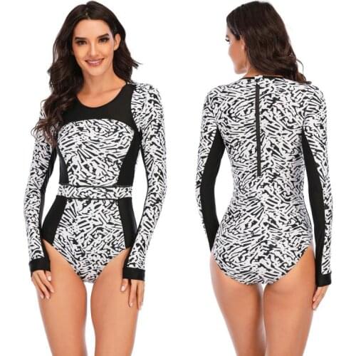 Fashion Print One-piece Diving Bikini Slim Beach Swimming Suit Women 2021 New Summer Bathing Swimwear Surfing Sunscreen Swimsuit