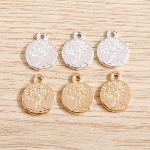 20pcs/lot 12*15mm Trendy Carve Life Tree Charms Pendants for Earrings Necklaces DIY Decoration Alloy Coins Charms Jewelry Making