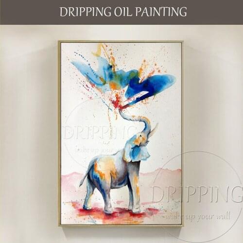 Fashion Design Vivid Colors Modern Elephant Oil Painting Hand-painted Modern Animal Elephant Spray Colorful Water Oil Painting