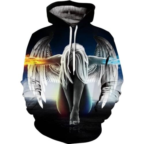 Angel Hoodies Men 3d printing Sweatshirt Hooded Anime Pullover Quality Brand black Hoodies Harajuku Fashion Tracksuit Boy Jacket