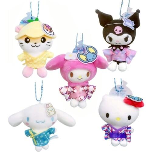 Cinnamoroll My Melody Charmmykitty Pompom Purin Kuromi Soft Stuffed Plush Keychain Dolls Kids Toys Birthday Gifts