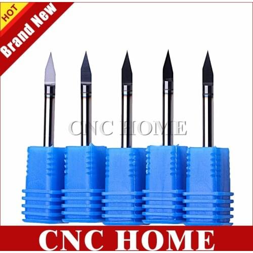 5pcs 3.175mm Shank Metal Engraving Bit Tungsten Carbide Milling Cutter Nano Tech Coating CNC Router Bits for Aluminum Copper