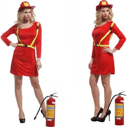 New Women Truckman Party Cosplay Costume Adult Female Stage Dance Clothing Sets Girl Fireman Dress For Performance 89