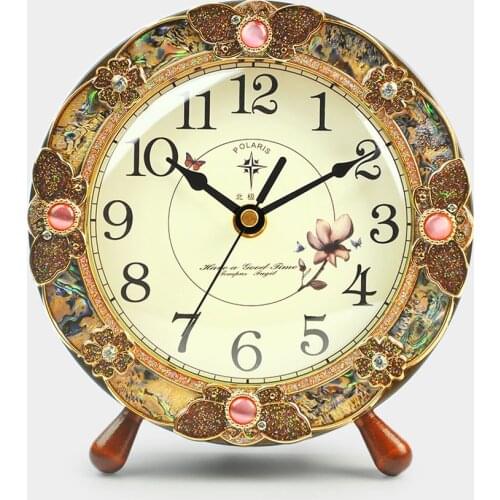 NEW EUROPEAN TABLE CLOCK LIVING ROOM ROUND RETRO CLOCKS BEDROOM MUTE BEDSIDE DESK CLOCK CREATIVE ANTIQUE TABLE WATCH DESK CLOCK