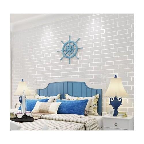 Chinese Style Imitation Brick Pattern 3D Non-woven Wallpaper White Bbedroom Living Room Home Bbackground Decoration