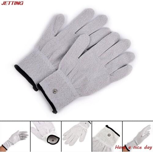 Electrode Gloves Electrical Shock Fiber Therapy Massage, Electro Shock Gloves Electricity Conductive Gloves Sex Toys