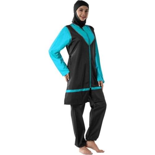 Beach Sunscreen Swimsuit For Muslim Women Long Sleeve Thick Jelab Headscarf Scarf Swimming Spelling Swimwear Autumn Winter