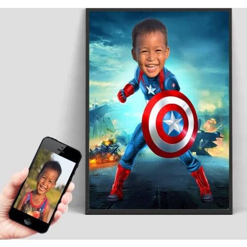 Custom Prints Personalized Marvel Baby Superhero Spider Man Kids Portrait Poster Picture Wall Art Children Gifts Canvas Painting