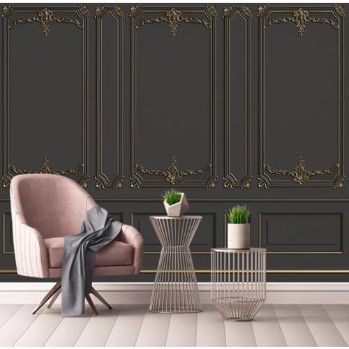 Custom European Style 3D Golden Relief Pattern Living Room Sofa Bedroom TV Background Wall Painting Study Room Mural Wallpaper