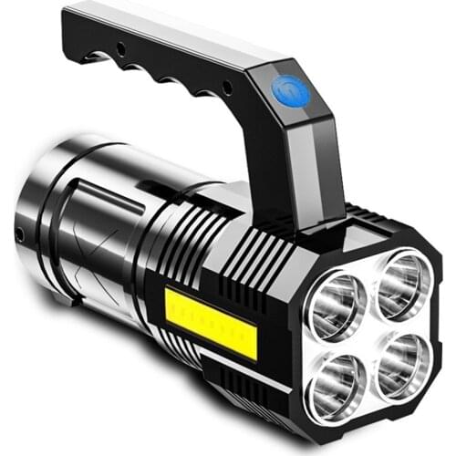 Handheld Searchlight USB Rechargeable 2 Modes Flashlight Waterproof for Camping Hiking Fishing Hurricane Emergency
