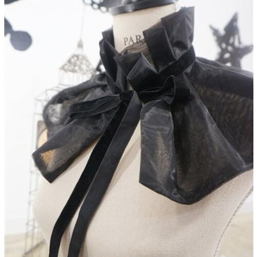 Organza perspective black white bow Customized model neck accessories light dress Lace Detachable Lapel Choker Necklace Shirt