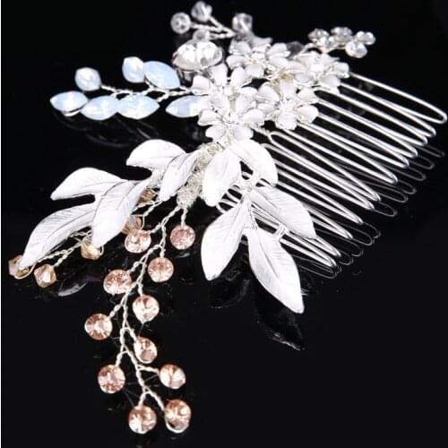 Luxurious Gold metal Hair Comb Hair Sticks Crystal Flower Hair Jewelry Combs Clip Bride Hair Pins Wedding accessories tairas