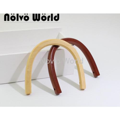 4-10 pieces,12X9cm Nature Brown stylish wooden patchwork bag handles plywood women purse handle