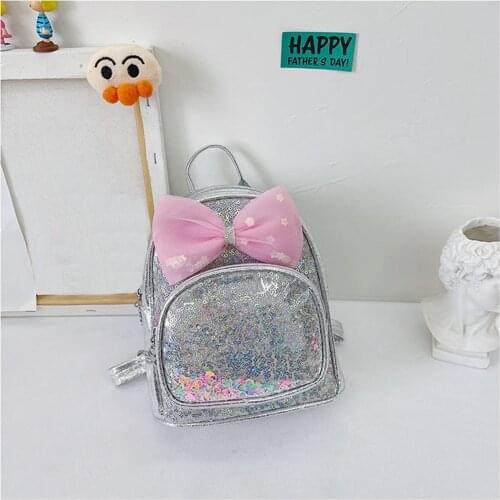 New Bow Small Capacity Sequin School Bags for Girls Mochila Escolar Backpack Cute Cartoon Schoolbag Girl Pink School Backpack