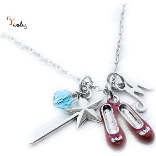 Wizard of Oz Charm Necklace Ruby Red Slippers Jewelry Magic Star Wand Oz Ruby Slippers Gift Gift for Little Girl