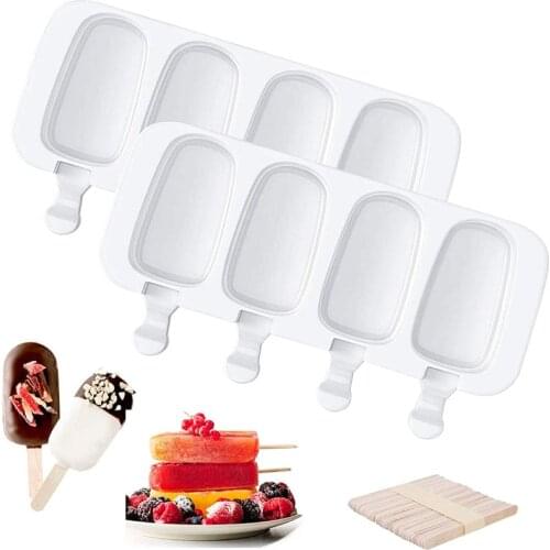 Silicone Ice Cream Mould DIY Handmade Eco-Friendly Popsicle Mold Mousse Dessert Freezer Dessert Ice Cube Mold with Stick