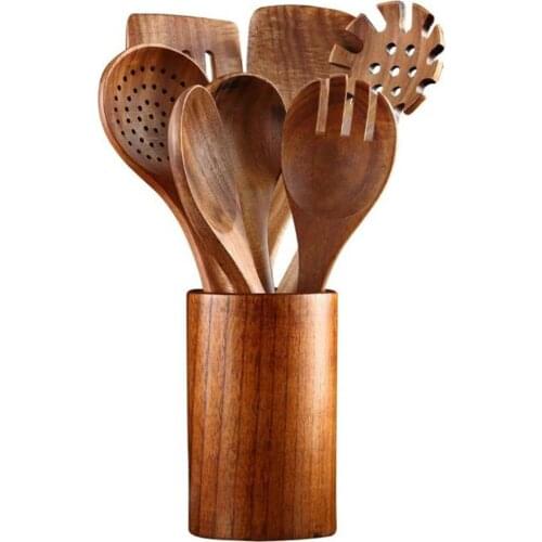 Silicone Cooking Utensils Set Non-Stick Spatula Shovel Wooden Handle Cooking Tools Set With Storage Box Kitchen Tool Accessories