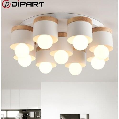 Modern Simple Design LED Ceiling Lights For Dining Wooden Kitchen Lampadario Vintage Metal Hanging Lamp Restaurant Luminaria
